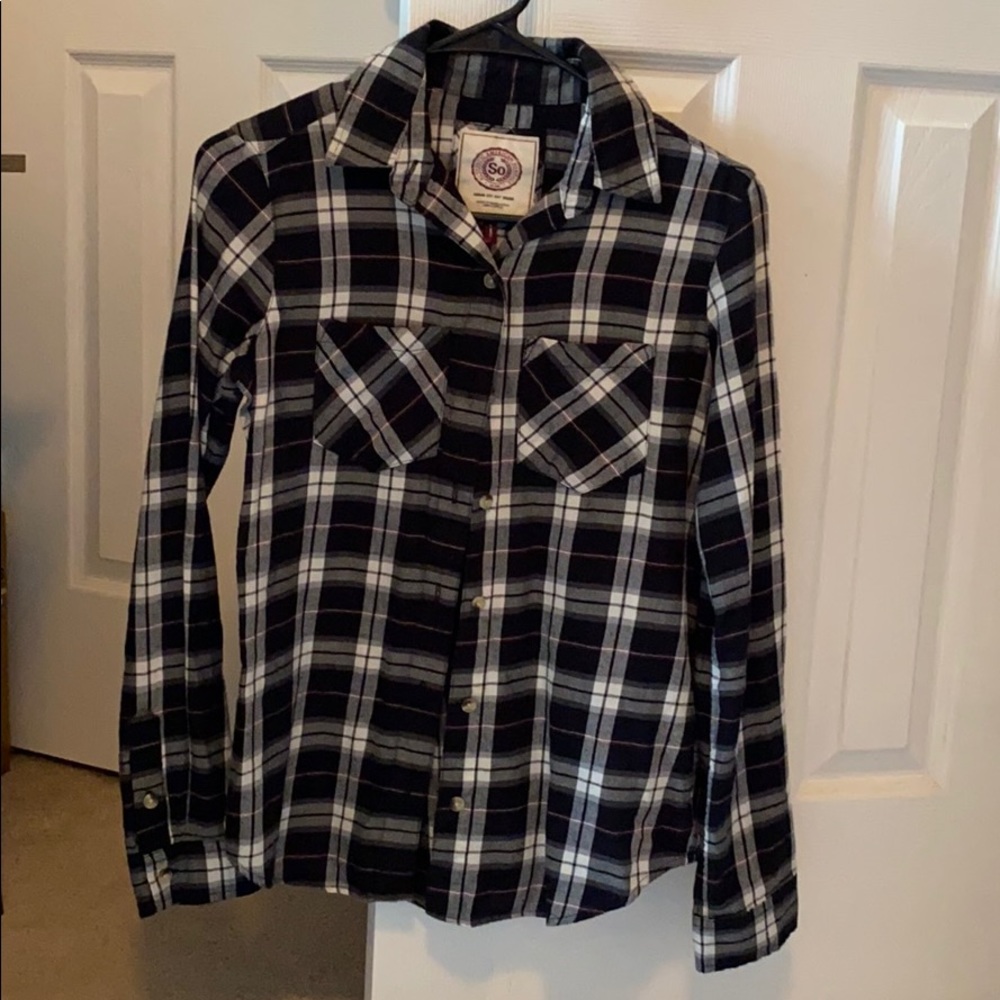XS black and white flannel